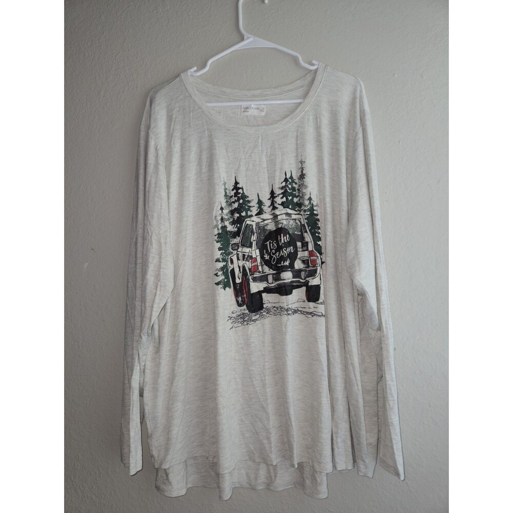 Maurices Women's 3X Long Sleeve Graphic Tee Tis The Season Christmas Sleep Shirt